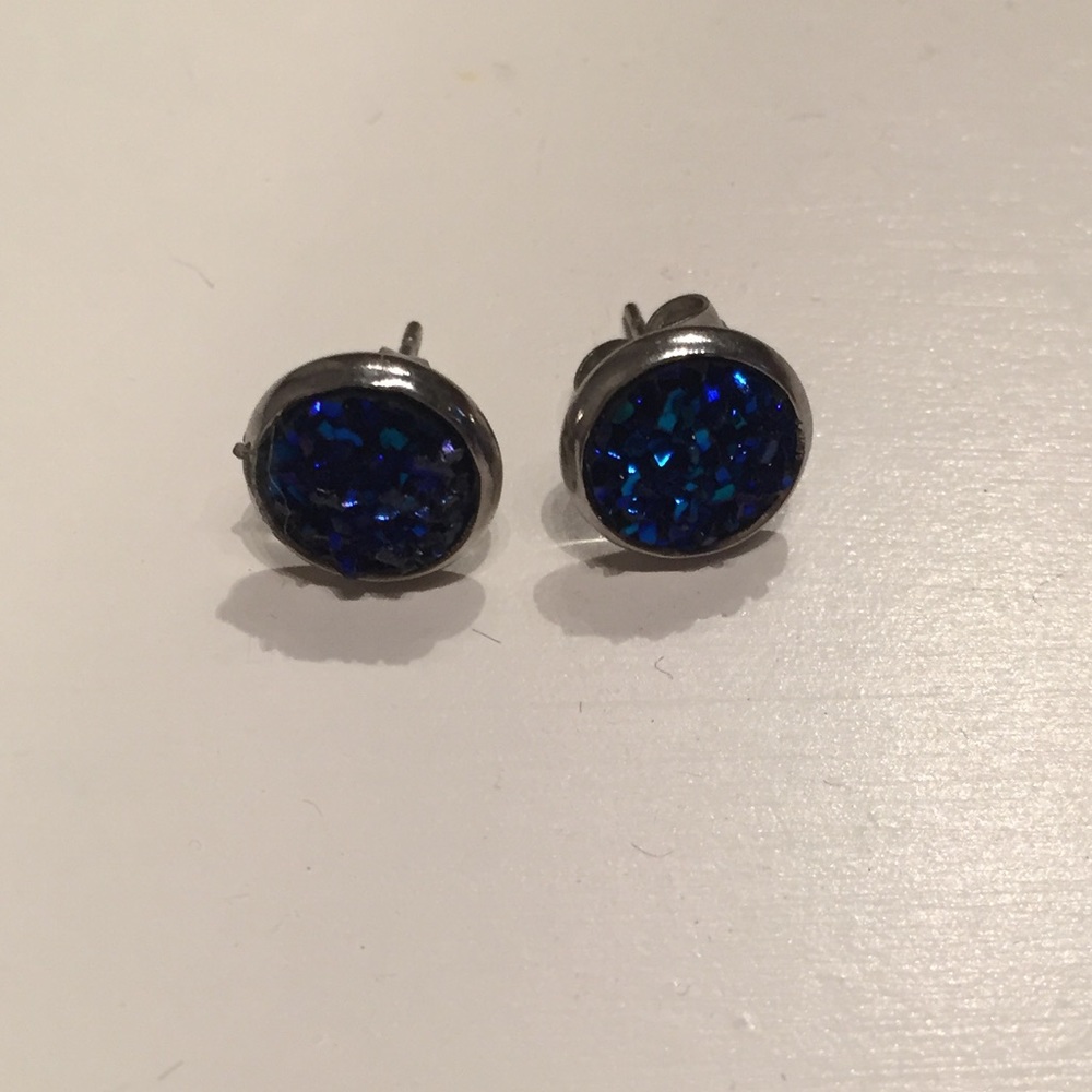 New Navy Druzy Studs